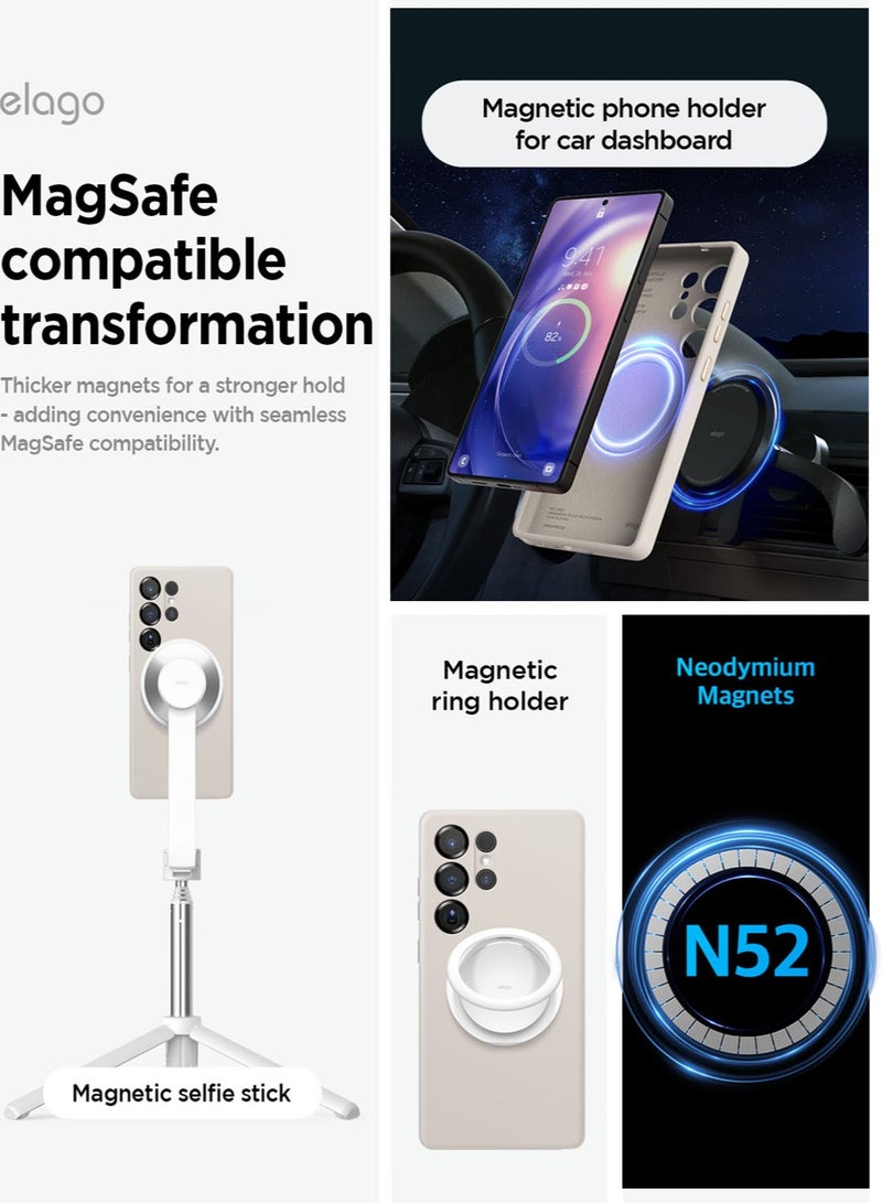 Elago Magnetic Liquid Silicone for Samsung Galaxy S25 Ultra Case Cover Compatible with MagSafe Shockproof - Stone - Image 3