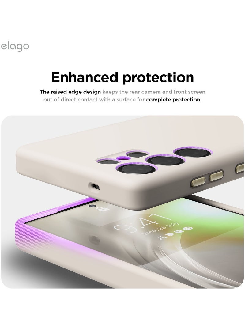 Elago Magnetic Liquid Silicone for Samsung Galaxy S25 Ultra Case Cover Compatible with MagSafe Shockproof - Stone - Image 4