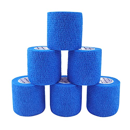 COMOmed Self Adherent Cohesive Bandage 2x5 Yards First Aid Bandages Stretch Sport Athletic Wrap Vet Tape for Wrist Ankle Sprain and SwellingBlue6 Rolls - Image 2