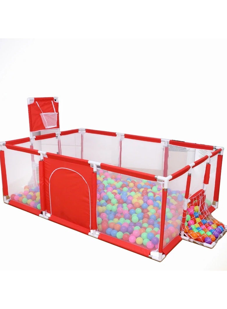 Pikkaboo Happy Game Fence Baby Playpen with Basketball Hoop & 30 Free ballsRed - Image 1