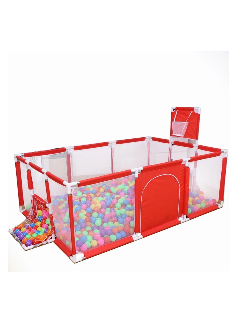 Pikkaboo Happy Game Fence Baby Playpen with Basketball Hoop & 30 Free ballsRed - Image 2