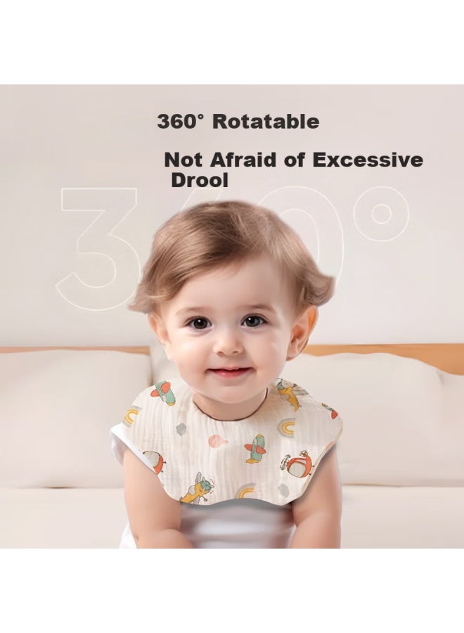 Lovebox Aibao Baby Bibs Pure Cotton Gauze Mouth Towel 6 Layers Newborn Bib 360° Petal Children's Meal Bib 3-pack S810 - Image 5