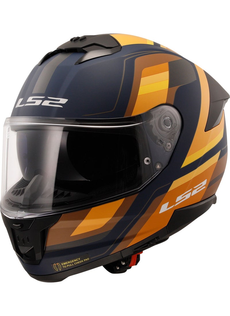 LS2 - Stream 2 Vintage Matte Navy Blue-Orange-Brown Helmet - Image 1