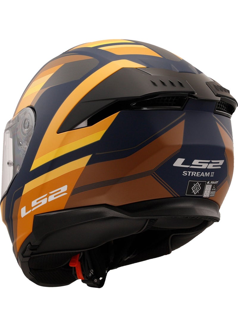 LS2 - Stream 2 Vintage Matte Navy Blue-Orange-Brown Helmet - Image 1