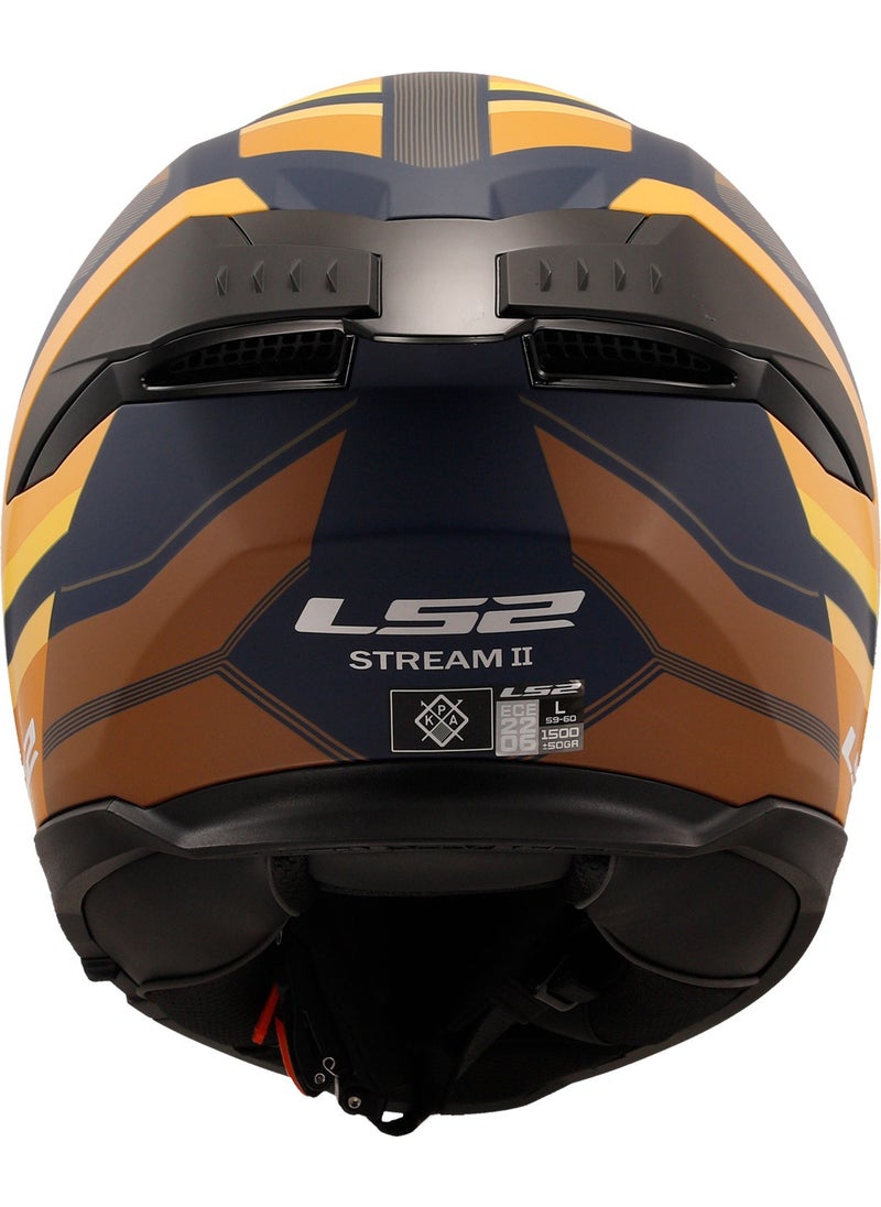 LS2 - Stream 2 Vintage Matte Navy Blue-Orange-Brown Helmet - Image 1