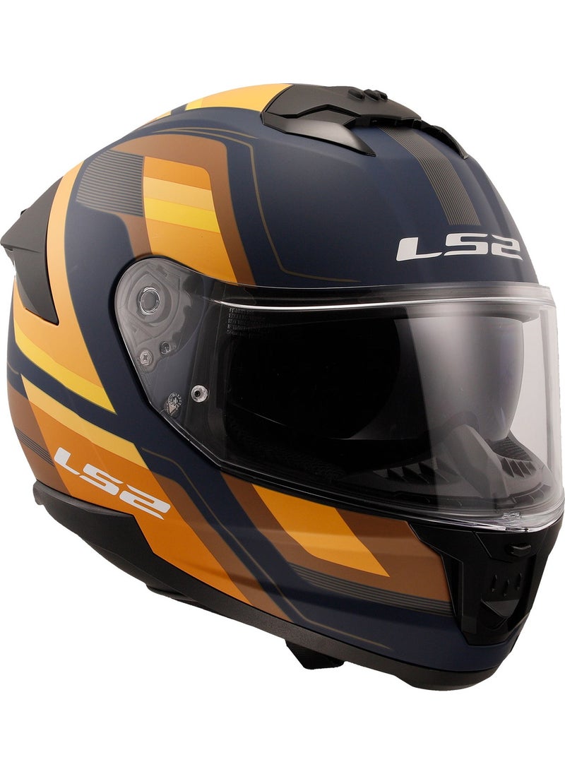 LS2 - Stream 2 Vintage Matte Navy Blue-Orange-Brown Helmet - Image 1