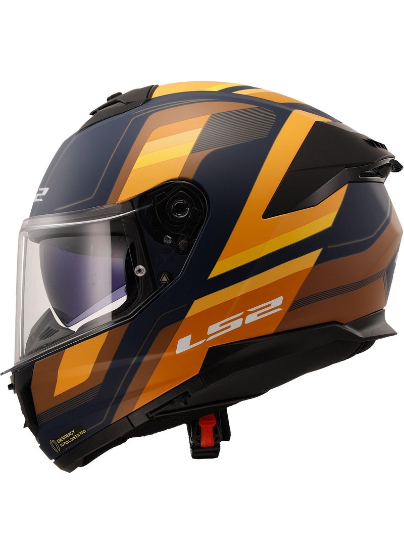 LS2 - Stream 2 Vintage Matte Navy Blue-Orange-Brown Helmet - Image 1