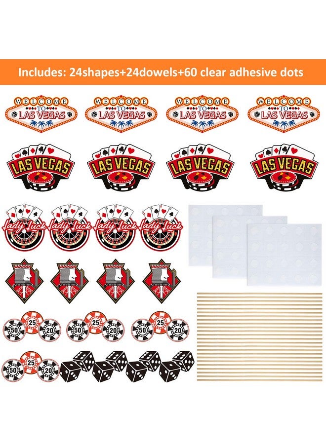 Blulu 60 Pieces Casino Party Decoration Casino Cake Cupcake Toppers Las Vegas Cake Picks Food Decoration for Las Vegas Night Decorations Adult Birthday Themed Party Supplies(Las Vegas) - Image 3