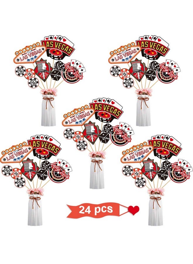 Blulu 60 Pieces Casino Party Decoration Casino Cake Cupcake Toppers Las Vegas Cake Picks Food Decoration for Las Vegas Night Decorations Adult Birthday Themed Party Supplies(Las Vegas) - Image 1