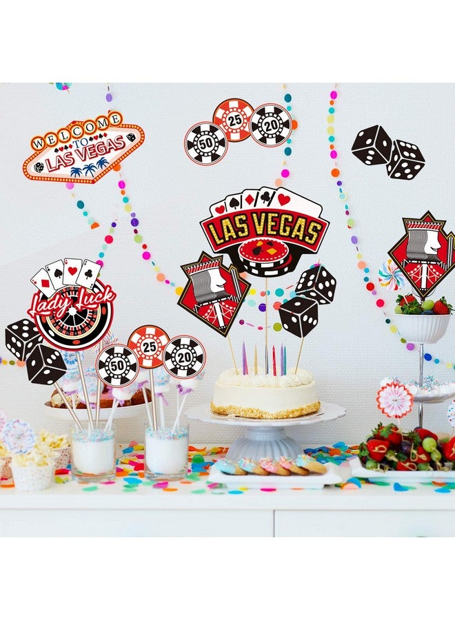 Blulu 60 Pieces Casino Party Decoration Casino Cake Cupcake Toppers Las Vegas Cake Picks Food Decoration for Las Vegas Night Decorations Adult Birthday Themed Party Supplies(Las Vegas) - Image 5