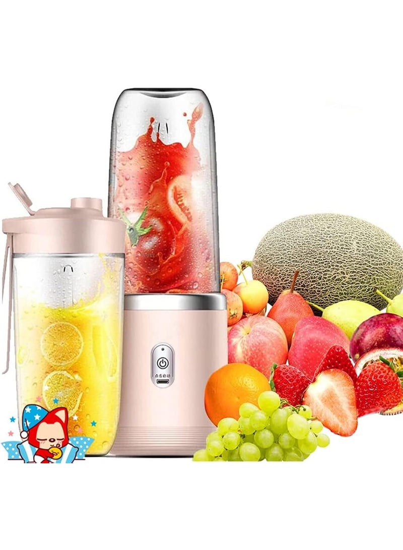 DubaiGallery Portable Mini Blender, USB Rechargeable Personal Juice Cup, Double Cup with Sports Lid, Personal Cordless Smoothie Blender for Kitchen, Home, Travel, Office, Sports, Gym, 400ml - Image 1