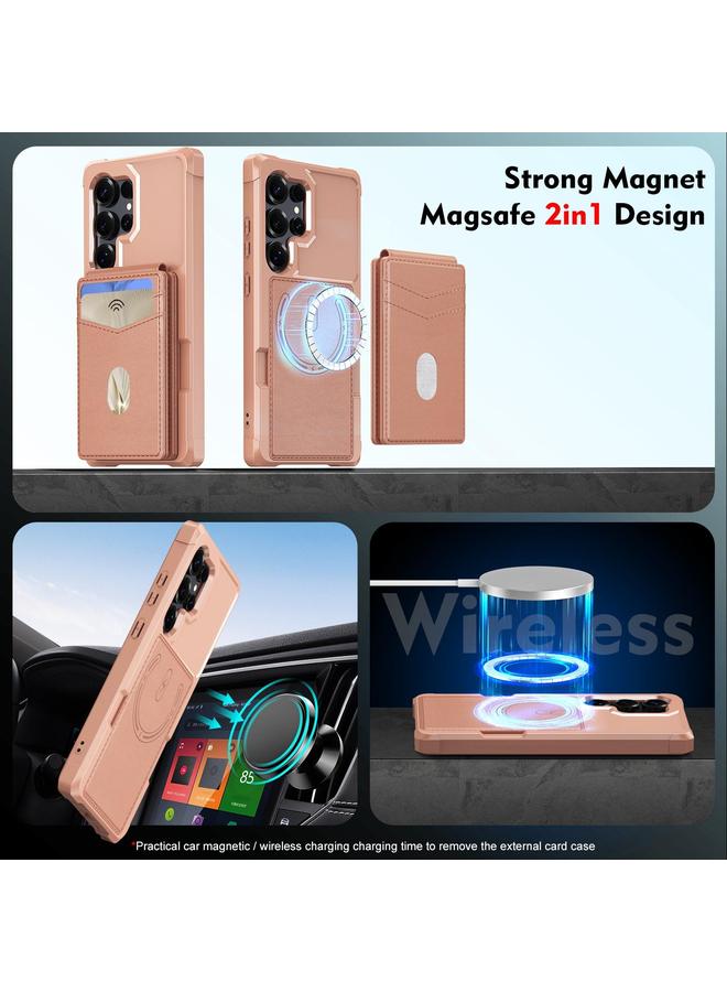 اس-توب جراب لهاتف Samsung Galaxy S22 Ultra 5G 2 في 1 مع محفظة مغناطيسية MagSafe وغطاء خلفي من الجلد - Image 5