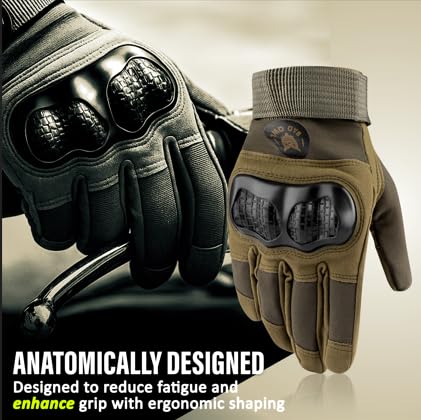 BADOWL GRIPTOR | Motorcycle Riding Gloves for Men and Women with Knuckle Protection | Touchscreen Compatible | Breathable | Anti-Slip | Full Finger Bike Gloves for All Seasons (Green, M) - Image 2