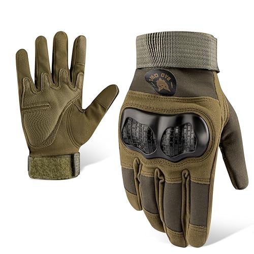 BADOWL GRIPTOR | Motorcycle Riding Gloves for Men and Women with Knuckle Protection | Touchscreen Compatible | Breathable | Anti-Slip | Full Finger Bike Gloves for All Seasons (Green, M) - Image 1