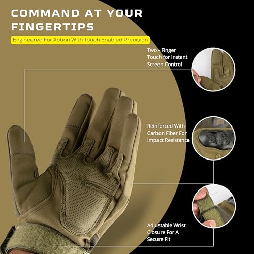 BADOWL GRIPTOR | Motorcycle Riding Gloves for Men and Women with Knuckle Protection | Touchscreen Compatible | Breathable | Anti-Slip | Full Finger Bike Gloves for All Seasons (Green, M) - Image 3