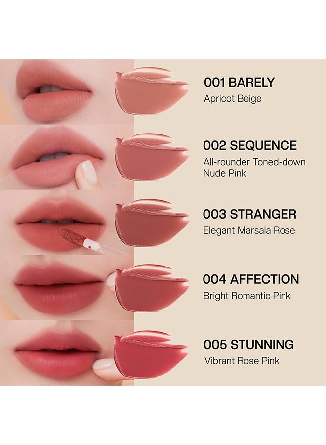 Muzigae Mansion تسمية الشفاه الملونة (تصميم أنبوبي فريد) - لون مخملي مات، أحمر شفاه مقاوم للماء يدوم طويلاً، مكياج مرطب، لمسة من اللمعان باللون الأحمر والوردي، صبغة شفاه ملونة (03 غريب) - Image 3