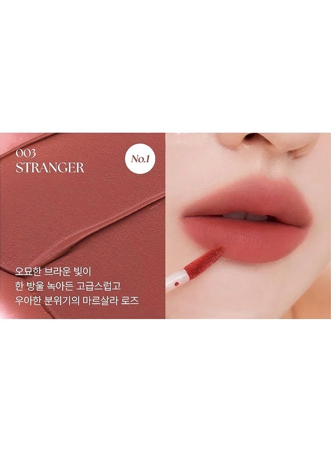 Muzigae Mansion تسمية الشفاه الملونة (تصميم أنبوبي فريد) - لون مخملي مات، أحمر شفاه مقاوم للماء يدوم طويلاً، مكياج مرطب، لمسة من اللمعان باللون الأحمر والوردي، صبغة شفاه ملونة (03 غريب) - Image 2