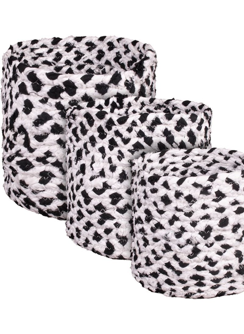 N & H Eco-friendly Handmade Jute Fabric Planter Baskets - Set of 3 - Organizer for Storage, Laundry and Home Décor (Dalmatian)  - Image 1
