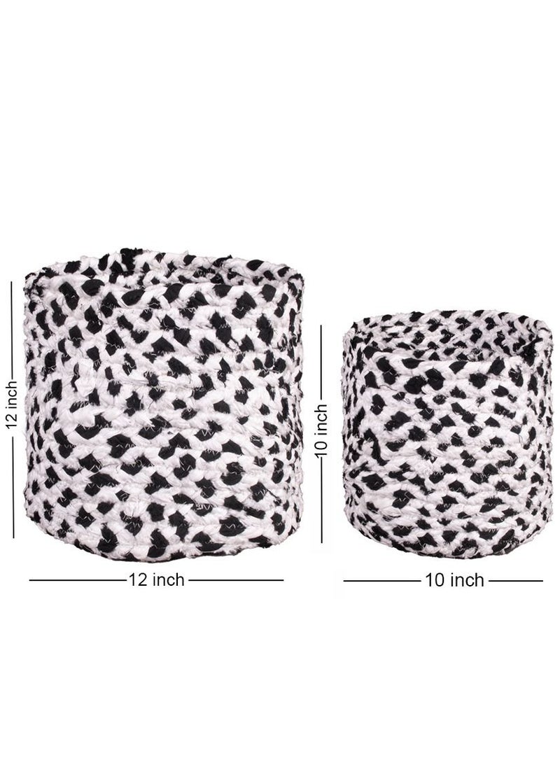 N & H Eco-friendly Handmade Jute Fabric Planter Baskets - Set of 3 - Organizer for Storage, Laundry and Home Décor (Dalmatian)  - Image 5