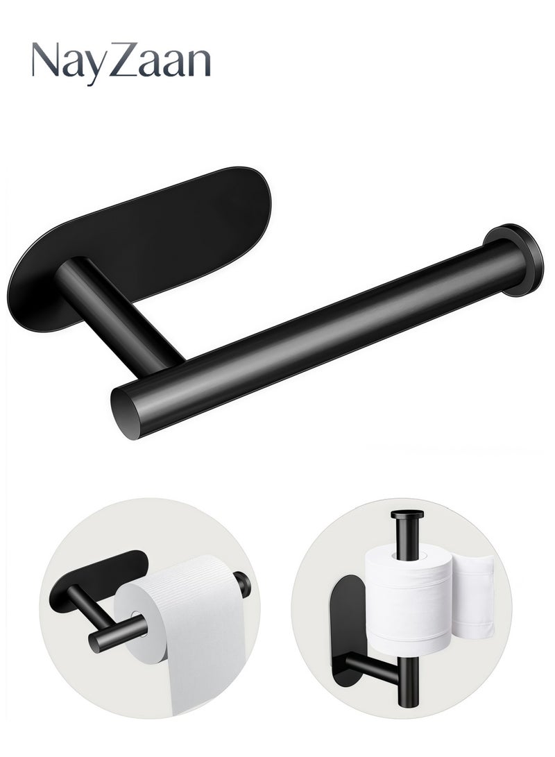 نايزان حامل ورق التواليت - حامل ورق التواليت اللاصق المثبت على الحائط، حامل لفافة لاصق قوي من الفولاذ المقاوم للصدأ، لا يحتاج إلى ثقب - يلتصق مباشرة بالجدران، مناسب للحمامات والمطابخ ودورات المياه والمركبات الترفيهية (أسود) - Image 1