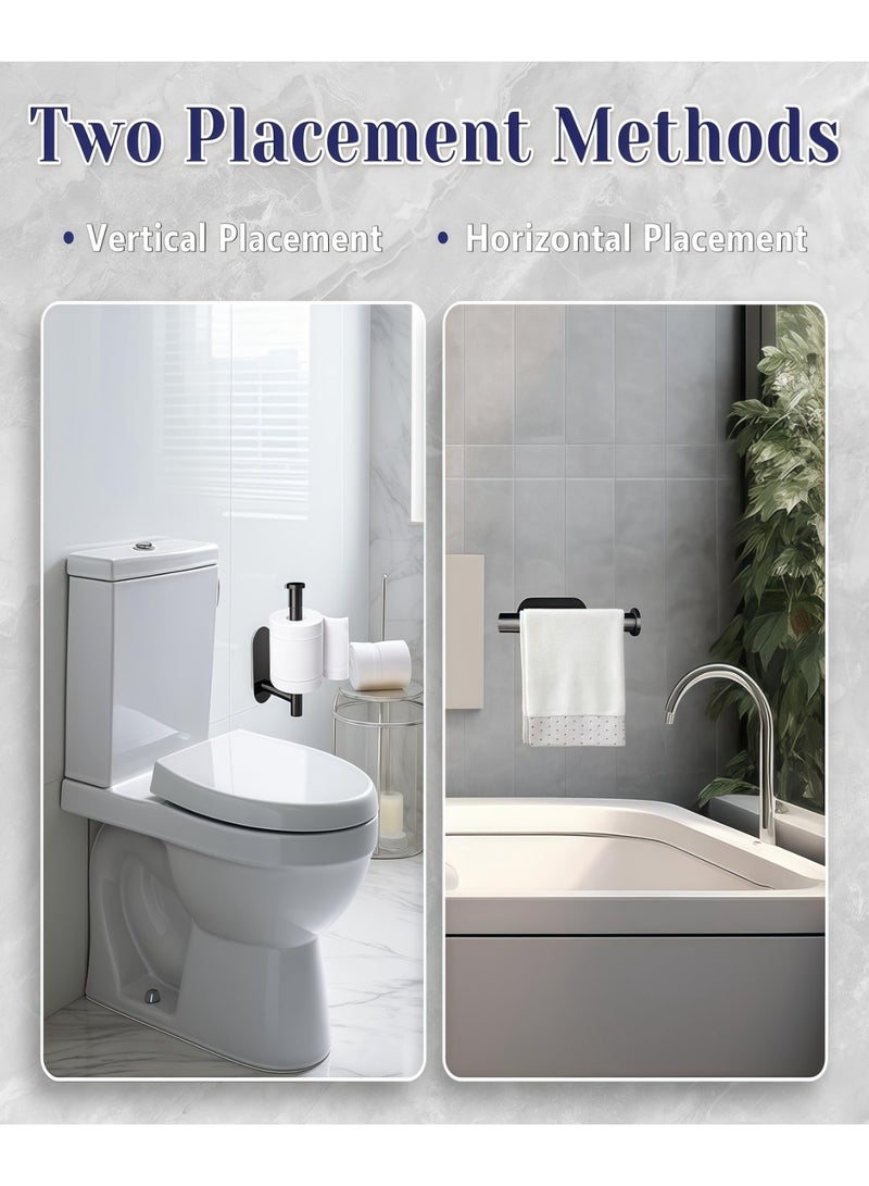 نايزان حامل ورق التواليت - حامل ورق التواليت اللاصق المثبت على الحائط، حامل لفافة لاصق قوي من الفولاذ المقاوم للصدأ، لا يحتاج إلى ثقب - يلتصق مباشرة بالجدران، مناسب للحمامات والمطابخ ودورات المياه والمركبات الترفيهية (أسود) - Image 2