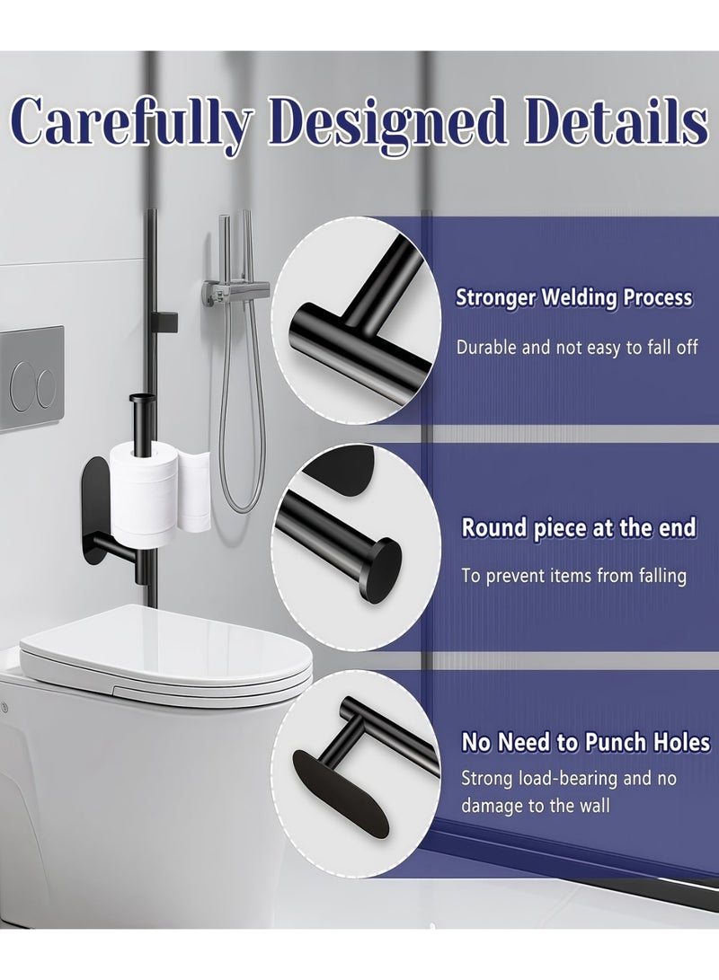 نايزان حامل ورق التواليت - حامل ورق التواليت اللاصق المثبت على الحائط، حامل لفافة لاصق قوي من الفولاذ المقاوم للصدأ، لا يحتاج إلى ثقب - يلتصق مباشرة بالجدران، مناسب للحمامات والمطابخ ودورات المياه والمركبات الترفيهية (أسود) - Image 3