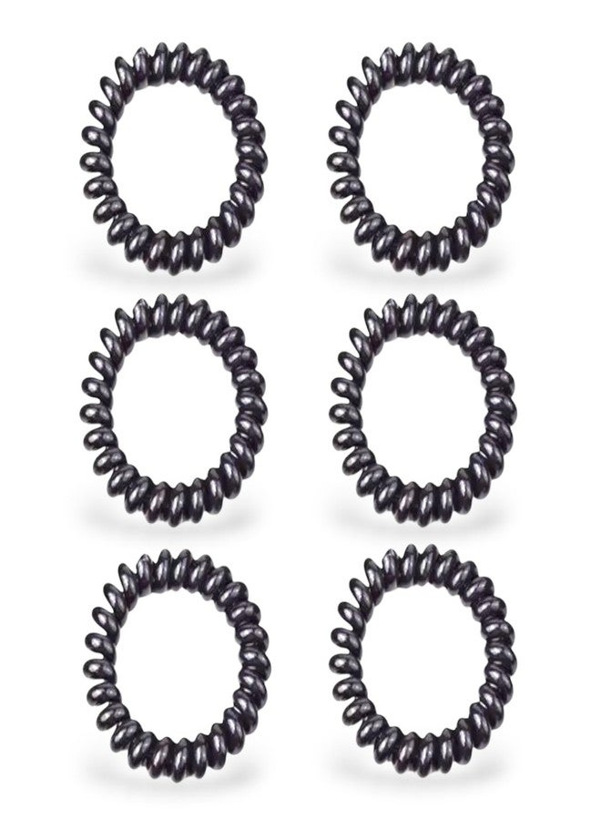 Elleva Spiral Rubber Band for Hair Black | Ponytail Hair Band Spiral | Telephone Wire Hair Band for Kids | Hair Styling Accessories for Women and Girls Combo set of 6 (Pack of 1) - Image 1