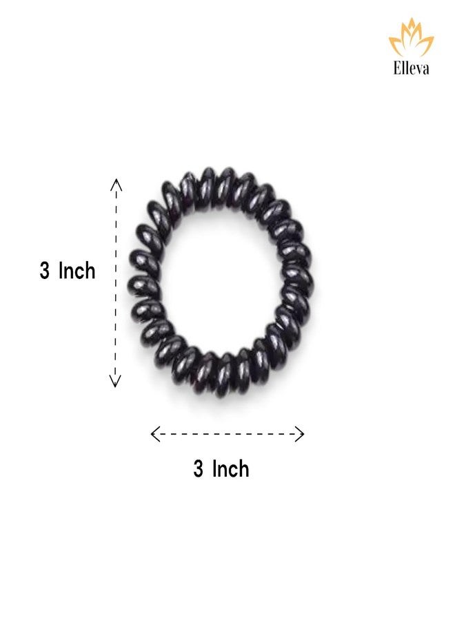 Elleva Spiral Rubber Band for Hair Black | Ponytail Hair Band Spiral | Telephone Wire Hair Band for Kids | Hair Styling Accessories for Women and Girls Combo set of 6 (Pack of 1) - Image 2