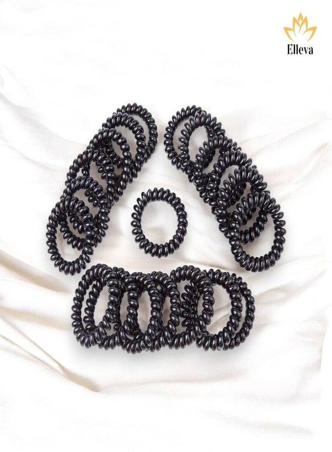 Elleva Spiral Rubber Band for Hair Black | Ponytail Hair Band Spiral | Telephone Wire Hair Band for Kids | Hair Styling Accessories for Women and Girls Combo set of 6 (Pack of 1) - Image 4