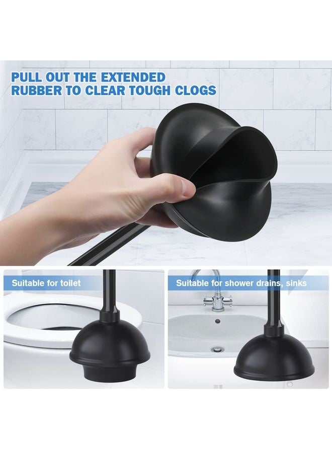هومستر ماكينة تنظيف المرحاض ومجموعة الفرشاة وفرشاة المرحاض السيليكون وجهاز التنظيف مع الحامل لتصريف المرحاض 5.7 بوصة وفرشاة المرحاض 2 في 1 علبة المكبس مع حامل العلبة (أسود) - Image 4