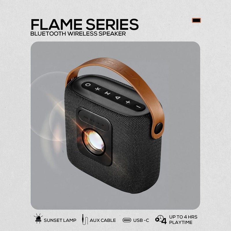 Volkano Flame Series Bluetooth Speaker with Sunset Lamp Projector - 2-in-1 Wireless Portable Speaker & LED Sunset Light - Image 3