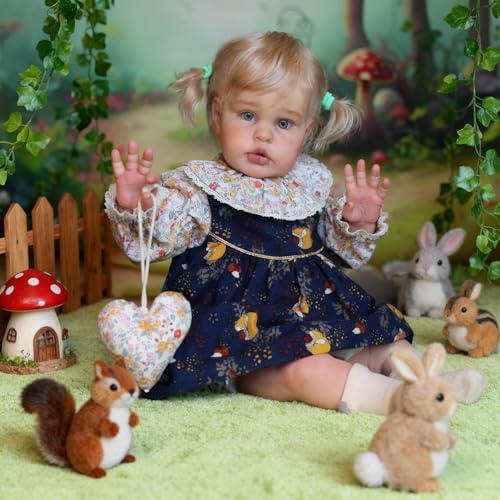 ROSHUAN Big Size Real Life Reborn Toddler Dolls Girl 24 Inch Realistic Reborn Baby Doll with Blonde Hair Handmade That Look Real Lifelike Toddler Baby Doll for Kids Age 3 - Image 5