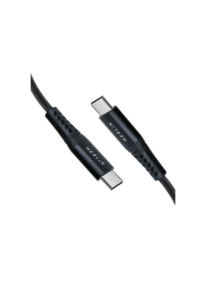 MERLIN TYPE C TO TYPE C 2M CABLE, FAST CHARGING, 100 W , COMPATIBLE FOR IPHONE 15 AND 16 , IPOD PRO , SAMSUNG GALAXY S 24 ULTRA - Image 1