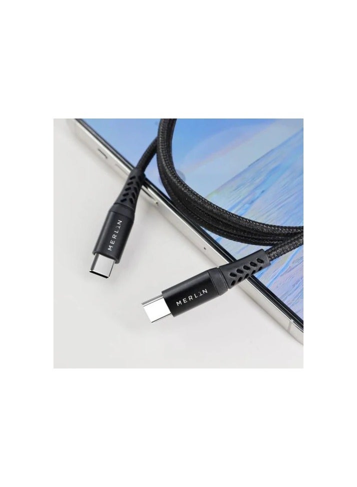 MERLIN TYPE C TO TYPE C 2M CABLE, FAST CHARGING, 100 W , COMPATIBLE FOR IPHONE 15 AND 16 , IPOD PRO , SAMSUNG GALAXY S 24 ULTRA - Image 2