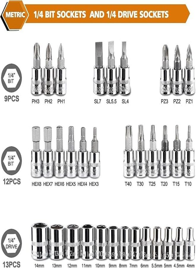Keshmart 46 Piece 1/4" Socket Set Goti Pana with Ratchet Wrench For Car, Bike, Cycle Repairing, DIY Projects, Home & Automobile Vehicle Service - Image 2