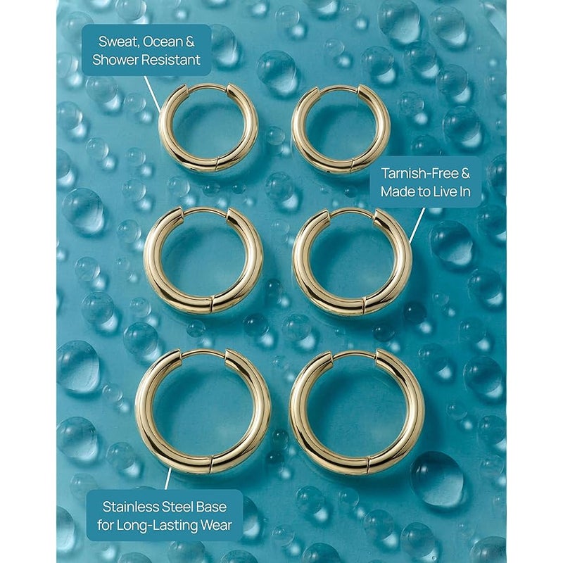 PAVOI 14K Gold Plated Small Hoop Set-Waterproof - Image 3