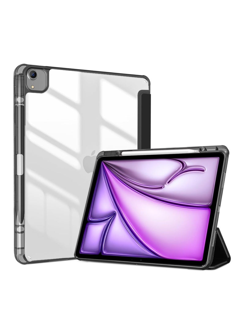 Raxoom iPad Air 13 2024 M2 & iPad Pro 12.9 6th/5th/4th/3rd Case, 2024 iPad Air 13 Case, 13 iPad Air 2024 Case with Acrylic clear Transparent Back, Shockproof TPU Edge, Pencil Holder Cover Black - Image 1
