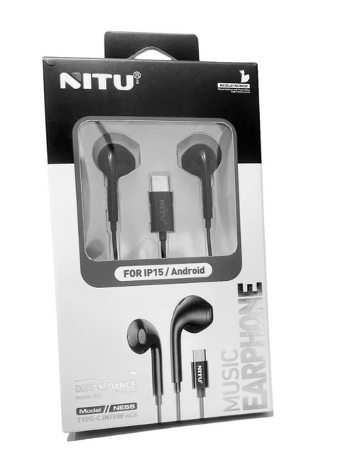 NITU Earpods with USB C Wired Earbuds with Microphone & Volume Control, In-ear Headphones