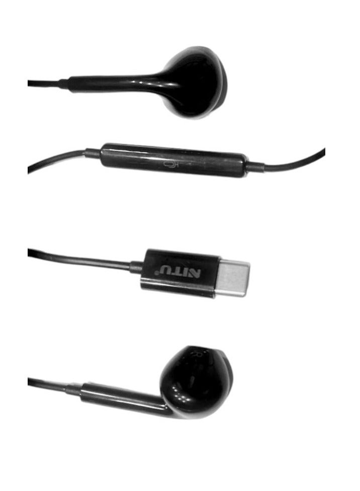 نيتو سماعات أذن NITU مع سماعات أذن سلكية USB C مع ميكروفون وتحكم في مستوى الصوت، سماعات داخل الأذن - Image 2