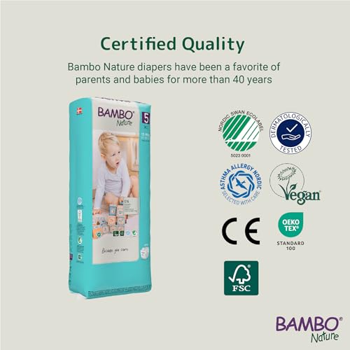 Bambo Nature Premium Baby Tape Diapers for Baby XL Size (12-18 Kgs), Super Absorbent, Breathable, Extra Soft, Dermatologically Tested, Hypoallergenic Toddler Nappies With Wetness Indicator, 44 Count - Image 4