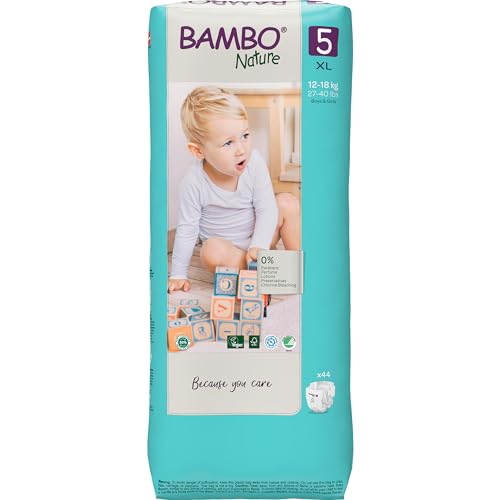 Bambo Nature Premium Baby Tape Diapers for Baby XL Size (12-18 Kgs), Super Absorbent, Breathable, Extra Soft, Dermatologically Tested, Hypoallergenic Toddler Nappies With Wetness Indicator, 44 Count - Image 1