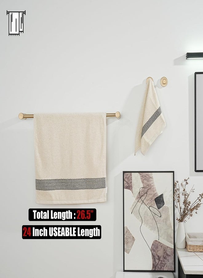 JQK Towel Bar Champagne Bronze, 26.5 Inch 304 Stainless Steel Thicken 0.8mm 2 Pieces Towel Rack Bathroom Wall Mount, Useable Length 24 Inch, TB610L24-CB - Image 3