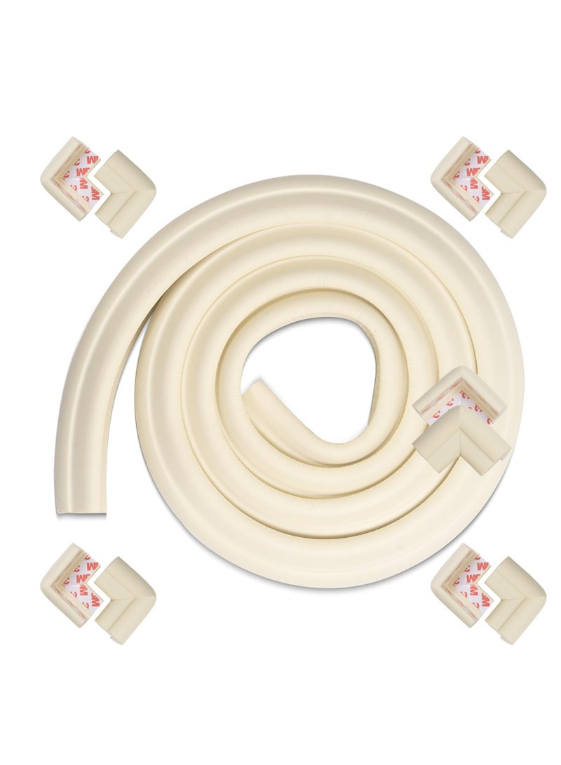 Baybee Baby Safety Corners for Edge | Pre-Taped Corner Guards for Babies with 6.5ft Edge Strip & 10 Pcs Edge | Child Safety Protector for Furniture | Baby Proofing Edge Guards for Kids (Beige) - Image 1