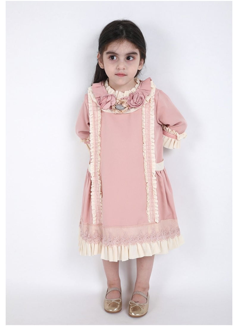FULL JOY - Elegant Baby  Girls' Dress with text sleeves - Image 1