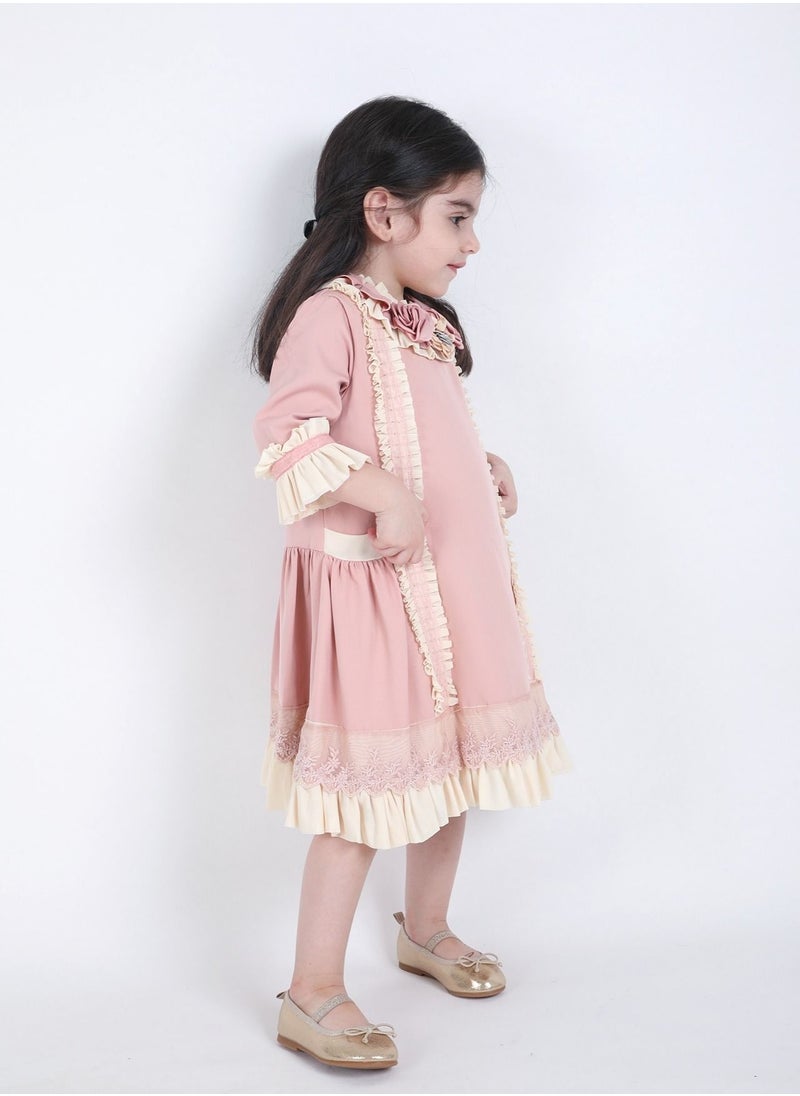 FULL JOY - Elegant Baby  Girls' Dress with text sleeves - Image 1