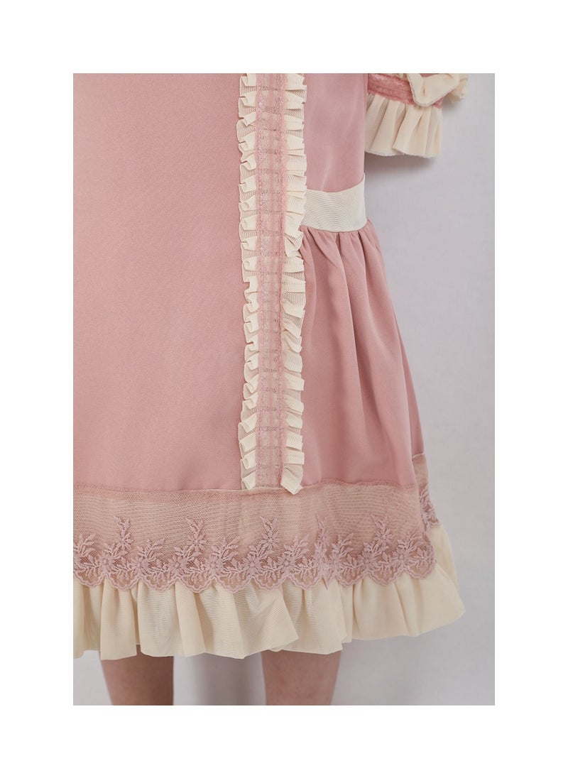 FULL JOY - Elegant Baby  Girls' Dress with text sleeves - Image 1