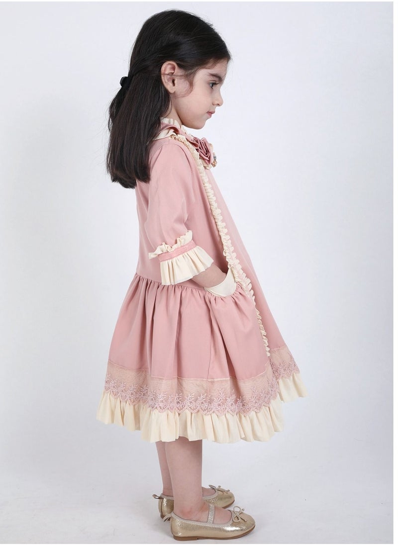 FULL JOY - Elegant Baby  Girls' Dress with text sleeves - Image 1