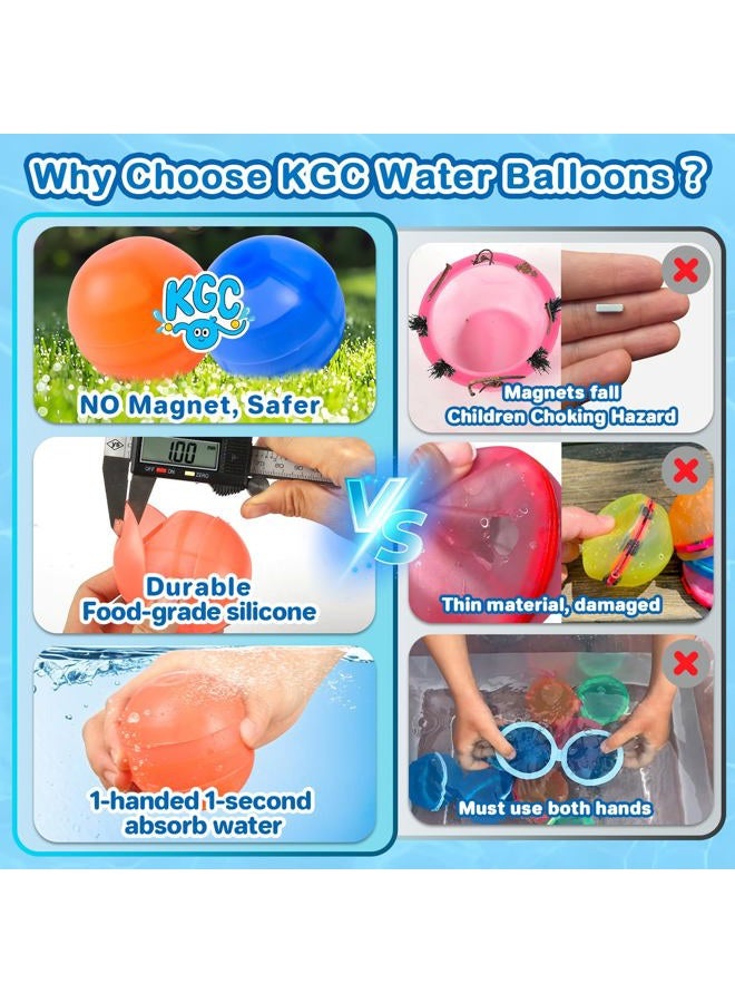 KGC Reusable Water Balloons, Self Sealing Silicone Water Bomb with Mesh Bag, Quick Fill Water Splash Ball for Outdoor Activities, Summer Toys Swimming Pool Party Supplies Bath Toy Gift for Kids (12 PCS) - Image 3
