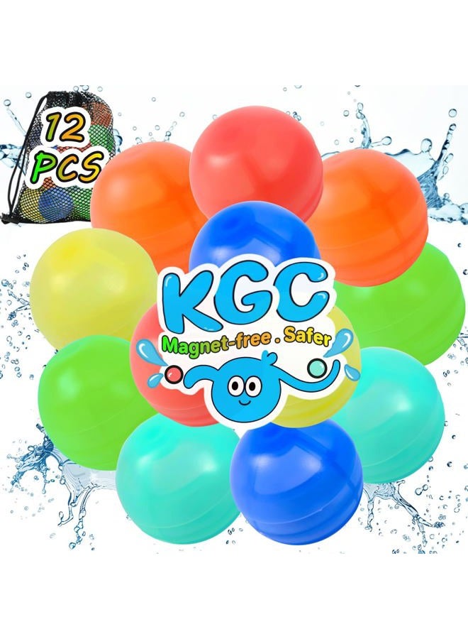KGC Reusable Water Balloons, Self Sealing Silicone Water Bomb with Mesh Bag, Quick Fill Water Splash Ball for Outdoor Activities, Summer Toys Swimming Pool Party Supplies Bath Toy Gift for Kids (12 PCS) - Image 1