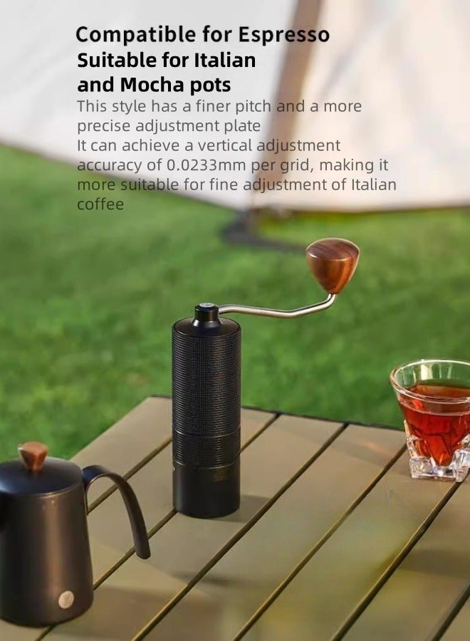 VOGMAX Premium Manual Coffee Grinder - 420 Stainless Steel Burr, Dual Bearings, Portable Espresso & Moka Pot Compatible, Adjustable Grind (0.0233mm/Click), Walnut Handle & Aerospace Aluminum Design - Image 3